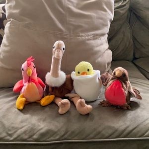 SET OF 4 BIRD BEANIE BABY